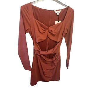Rodeo Western Cutout Bodycon Mini Dress Rust Boho Festival Night Out M